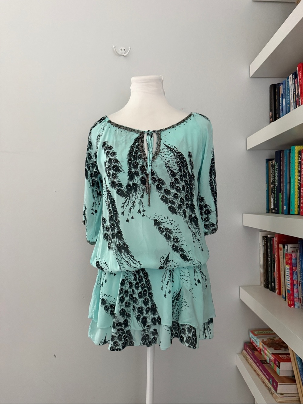 Khush mint green beaded top XS